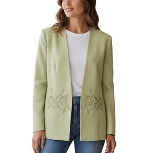 Allyson Cara 18 Women's Blazer Green Suit Coat Misses Size XL Extra Large Jacket
